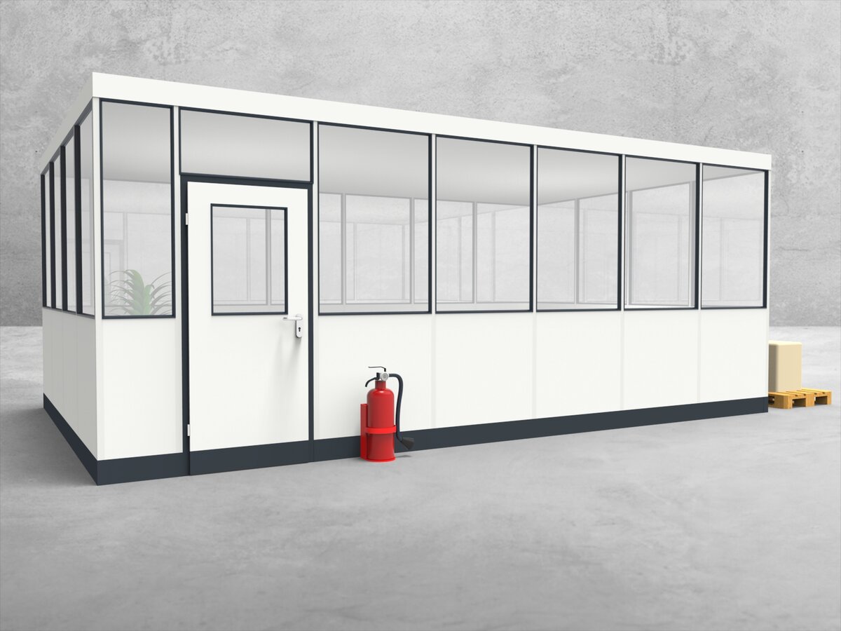 Aussenansicht für Hallenbüro 4-seitig 6,50 x 4,00 m System RS 45 von Becker Raumsysteme - Artikel HB4-6540