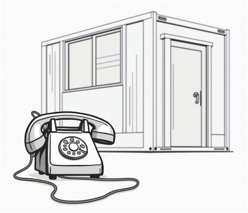 Hotline Becker Raumsysteme GmbH zu Hallenbüros und Raumsystemen Zeichnung Telefonhotline Becker Raumsysteme GmbH