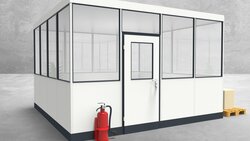 Aussenansicht für Hallenbüro 4-seitig 4,00 x 4,00 m System RS 45 von Becker Raumsysteme - Artikel HB4-4040