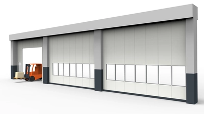 Trennwandsysteme modular errichtet in einer Industriehalle Trennwandsysteme zur Unterstützung den Überblick im Produktionsprozess zu behalten