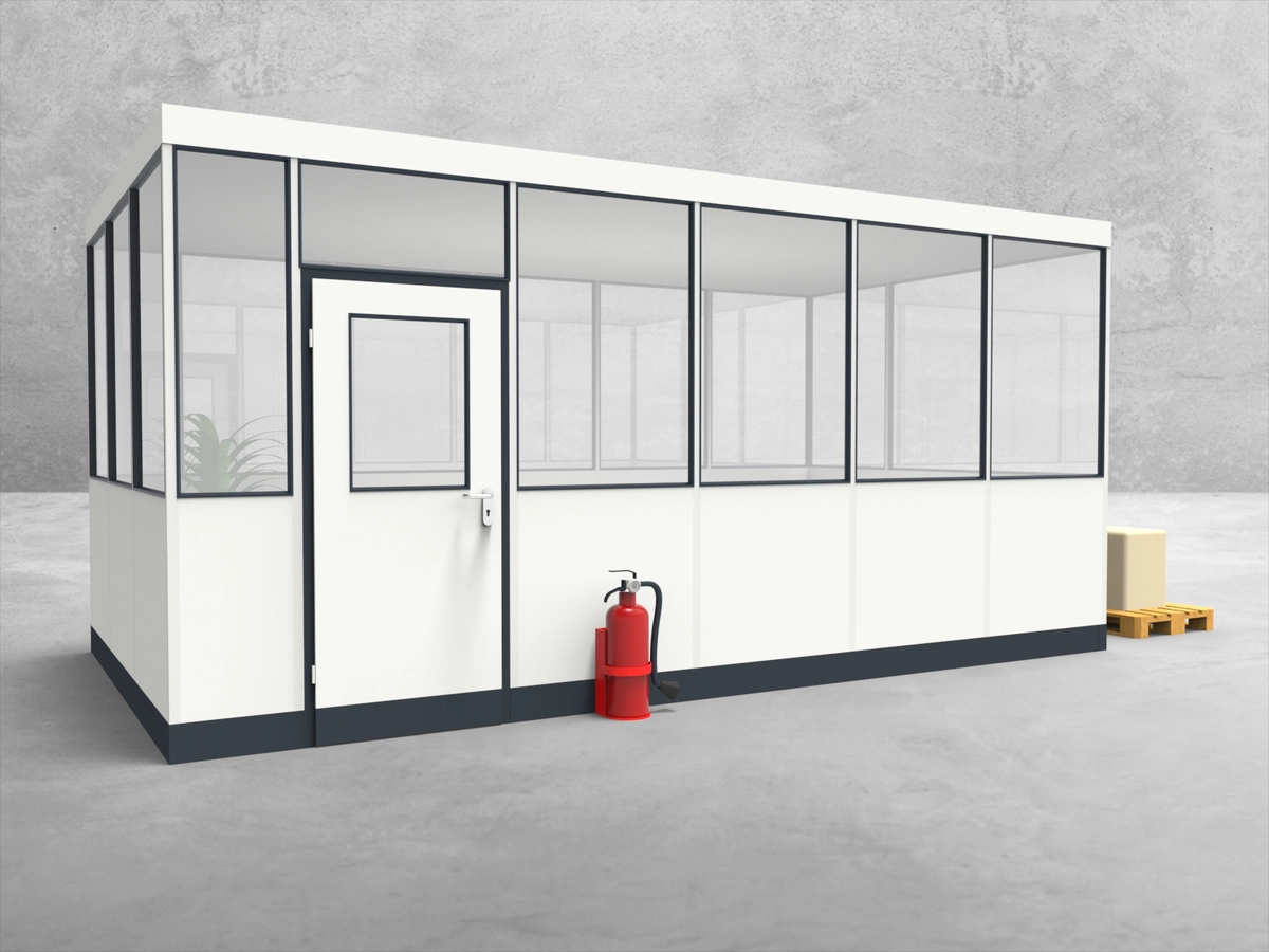 Aussenansicht für Hallenbüro 4-seitig 5,50 x 3,00 m System RS 45 von Becker Raumsysteme - Artikel HB4-5530