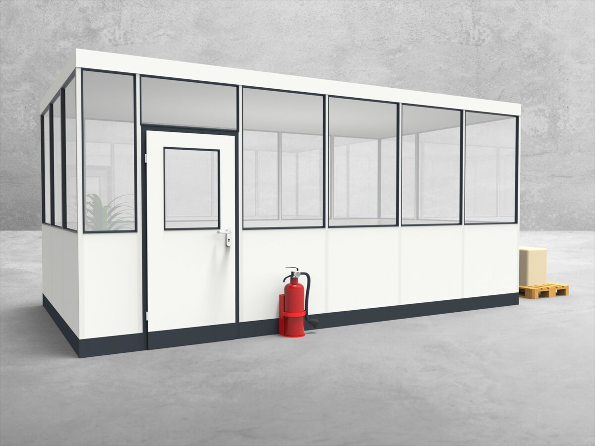 Aussenansicht für Hallenbüro 4-seitig 5,50 x 3,00 m System RS 45 von Becker Raumsysteme - Artikel HB4-5530