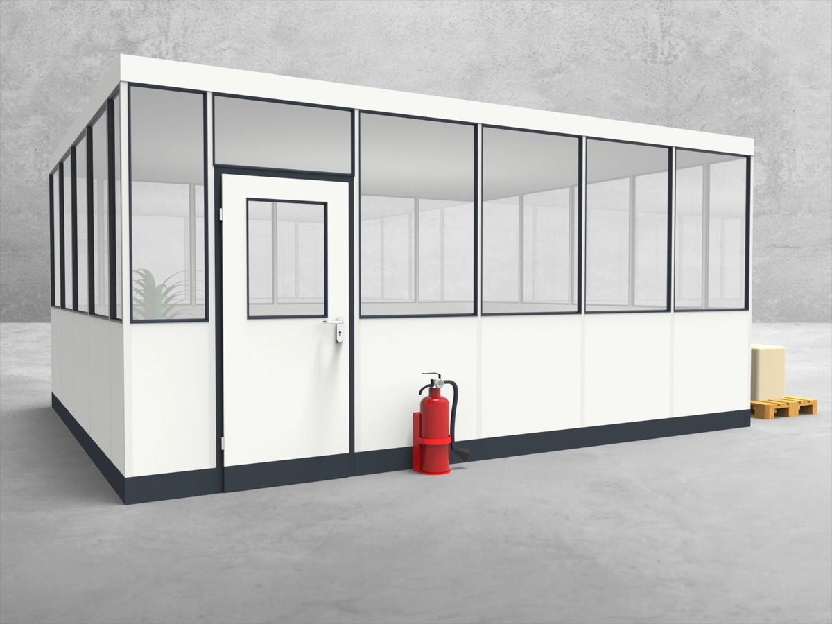 Aussenansicht für Hallenbüro 4-seitig 5,50 x 4,50 m System RS 45 von Becker Raumsysteme - Artikel HB4-5545