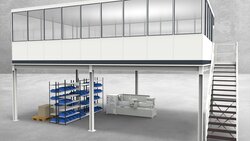 Hallenbüro auf Stahlbau 4-seitig 9,00 x 5,50 m 49,5 m² (HS4-9055)