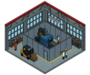 Industrietrennwände Produktionstrennwand in Produktionshalle Industrietrennwände Produktionstrennwand in Produktionshalle