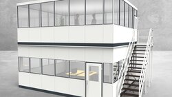 Hallenbüro als Doppelstock 4-seitig 6,50 x 5,50 m 35,75 m² (HD4-6555)