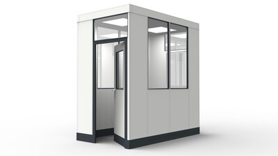 Shopfloor Box modular errichtet in einer Industriehalle Shopfloor Box aus vorgefertigten Bauteilen für Industrielösungen