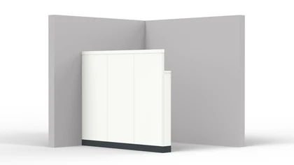 Freistehende Stellwand mit Stützelement als Sichtschutz Freistehende Stellwand aus Vollelementen mit Stützelement als Sichtschutz