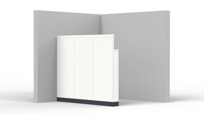 Freistehende Stellwand mit Stützelement als Sichtschutz Freistehende Stellwand aus Vollelementen mit Stützelement als Sichtschutz