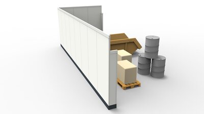 Sichtschutz modular errichtet in einer Industriehalle Sichtschutz in Industriehalle als Abtrennungen vom Produktionsprozess