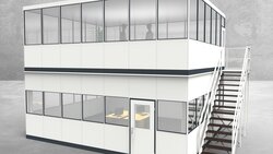 Hallenbüro als Doppelstock 4-seitig 7,00 x 6,00 m 42 m² (HD4-7060)