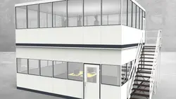 Hallenbüro als Doppelstock 4-seitig 7,00 x 6,00 m 42 m² (HD4-7060)