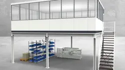 Hallenbüro auf Stahlbau 4-seitig 7,50 x 6,00 m 45 m² (HS4-7560)