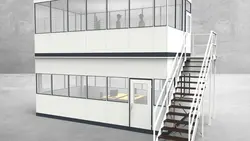 Hallenbüro als Doppelstock 4-seitig 6,50 x 3,50 m 22,75 m² (HD4-6535)