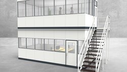 Hallenbüro als Doppelstock 4-seitig 6,50 x 3,50 m 22,75 m² (HD4-6535)