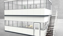 Hallenbüro als Doppelstock 4-seitig 7,50 x 5,00 m 37,5 m² (HD4-7550)