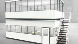 Hallenbüro als Doppelstock 4-seitig 7,50 x 5,00 m 37,5 m² (HD4-7550)