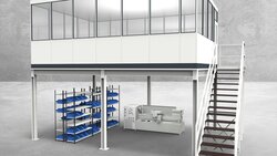 Hallenbüro auf Stahlbau 4-seitig 6,50 x 4,50 m 29,25 m² (HS4-6545)