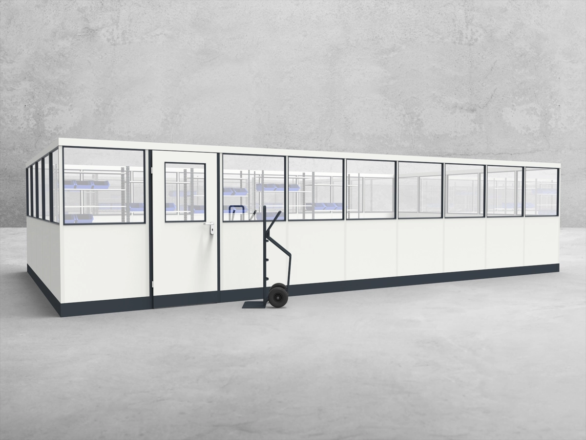 Deckenkonstruktion für Hallenbüro auf Stahlbau 4-seitig 5,50 x 5,50 m System RS 45 von Becker Raumsysteme - Artikel HS4-5555