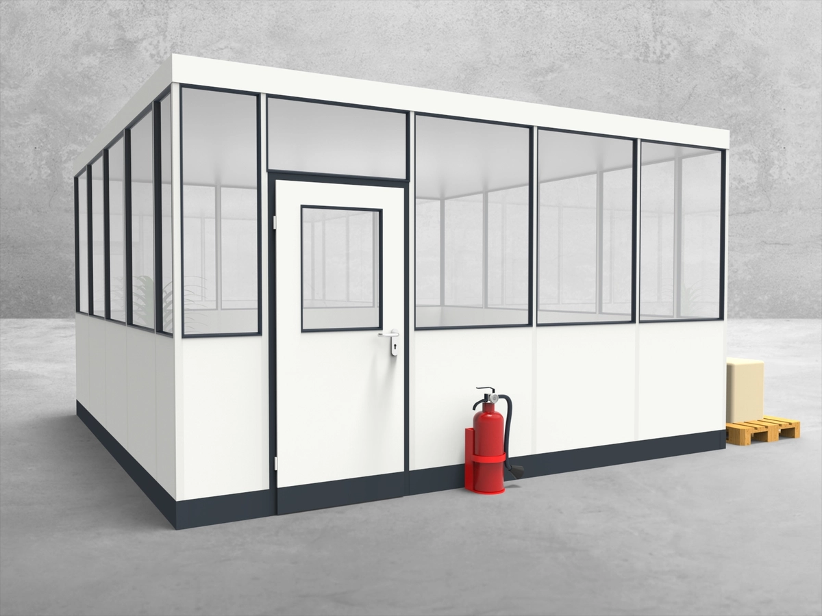 Aussenansicht für Hallenbüro 4-seitig 4,50 x 4,50 m System RS 45 von Becker Raumsysteme - Artikel HB4-4545