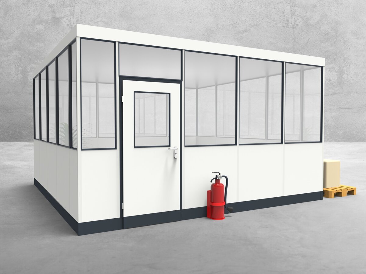 Aussenansicht für Hallenbüro 4-seitig 4,50 x 4,50 m System RS 45 von Becker Raumsysteme - Artikel HB4-4545