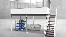 Hallenbüro auf Stahlbau 4-seitig 6,50 x 3,00 m 19,5 m² (HS4-6530)