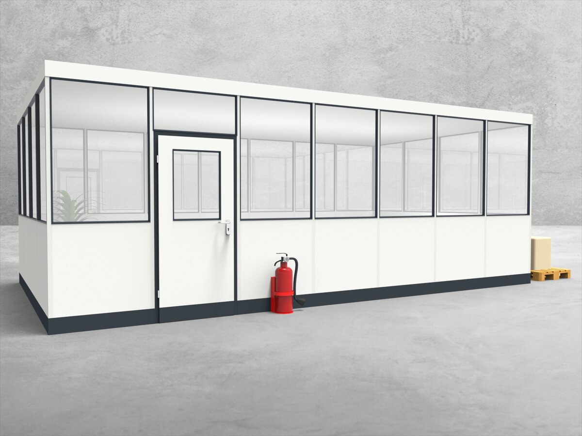 Aussenansicht für Hallenbüro 4-seitig 7,00 x 4,00 m System RS 45 von Becker Raumsysteme - Artikel HB4-7040