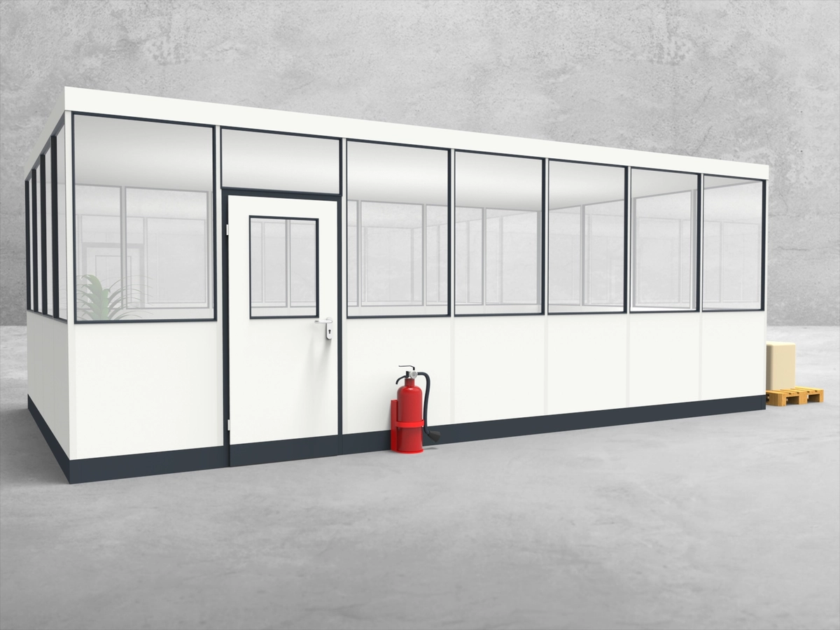 Aussenansicht für Hallenbüro 4-seitig 7,00 x 4,00 m System RS 45 von Becker Raumsysteme - Artikel HB4-7040