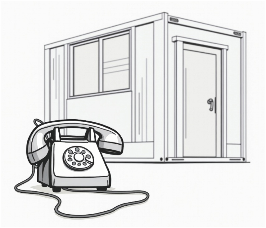 Hotline Becker Raumsysteme GmbH zu Hallenbüros und Raumsystemen Zeichnung Telefonhotline Becker Raumsysteme GmbH