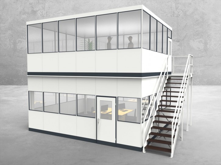 Hallenbüro als Doppelstock 4-seitig 6,00 x 5,00 m 30 m² (HD4-6050)