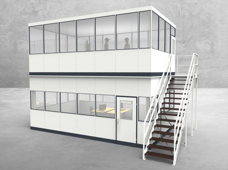 Hallenbüro als Doppelstock 4-seitig 6,50 x 4,00 m 26 m² (HD4-6540)