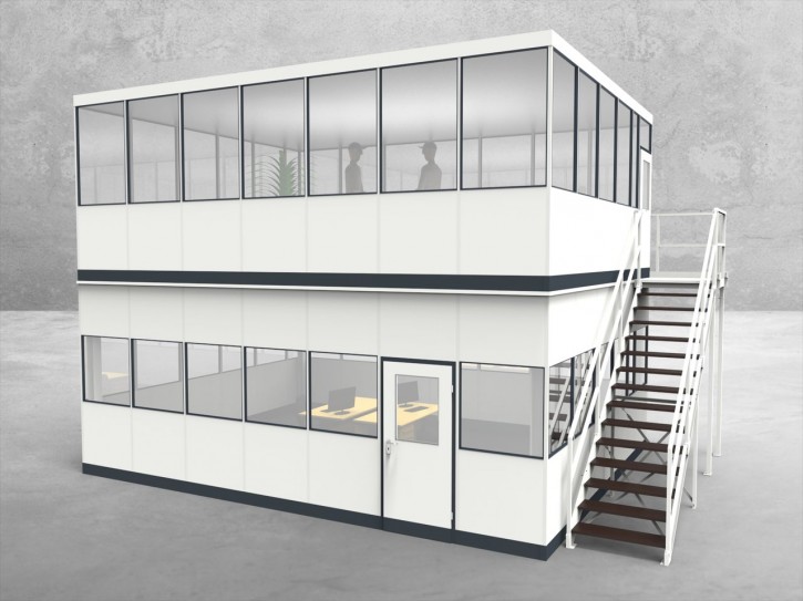 Hallenbüro als Doppelstock 4-seitig 7,00 x 5,50 m 38,5 m² (HD4-7055)