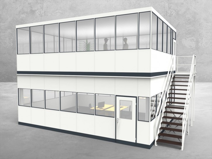Hallenbüro als Doppelstock 4-seitig 7,50 x 5,50 m 41,25 m² (HD4-7555)